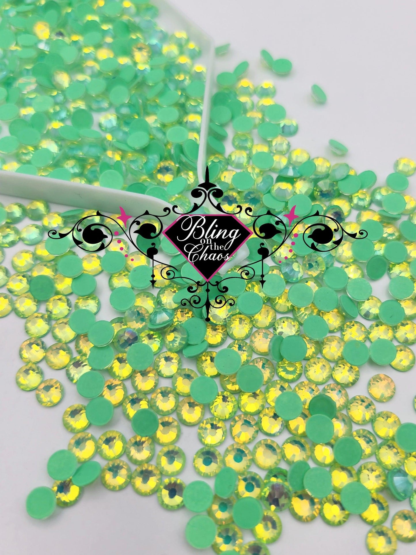 Dark Peridot Luminous Opal Rhinestone-Glass Rhinestones-Bling on the Chaos