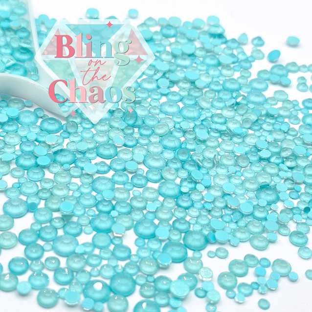Glow Light Aqua/Frosted Breakfast Blue Specialty Glass Mix-Glass Rhinestones-Bling on the Chaos