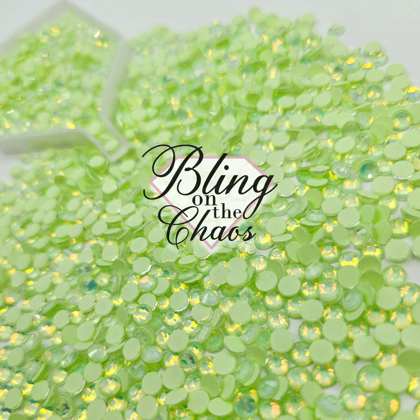 Light Green Mocha Opal-Glass Rhinestones-Bling on the Chaos