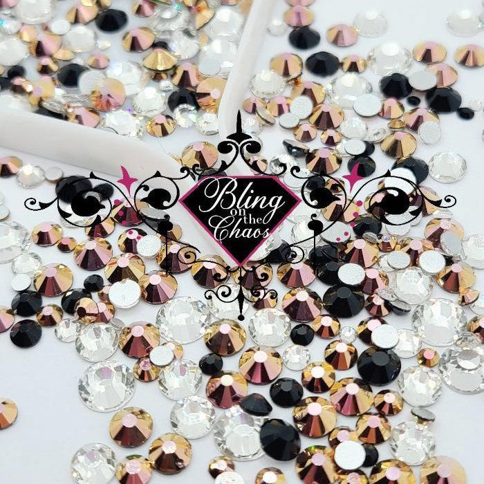 Rose Gold Luxe - Hammered Metal Series-Glass Rhinestones-Bling on the Chaos