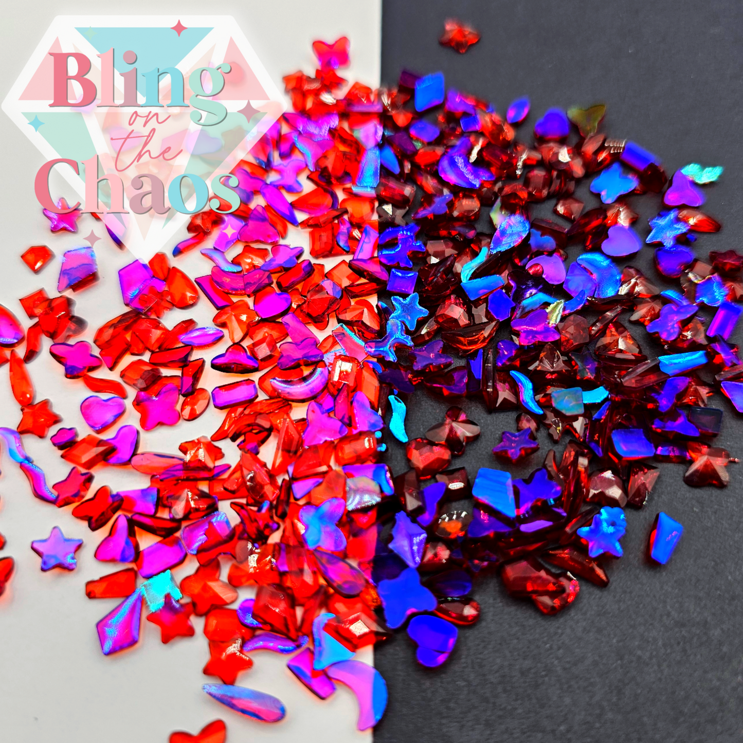 Aurora Medium Siam Transparent Resin Assorted Shapes-Bling on the Chaos