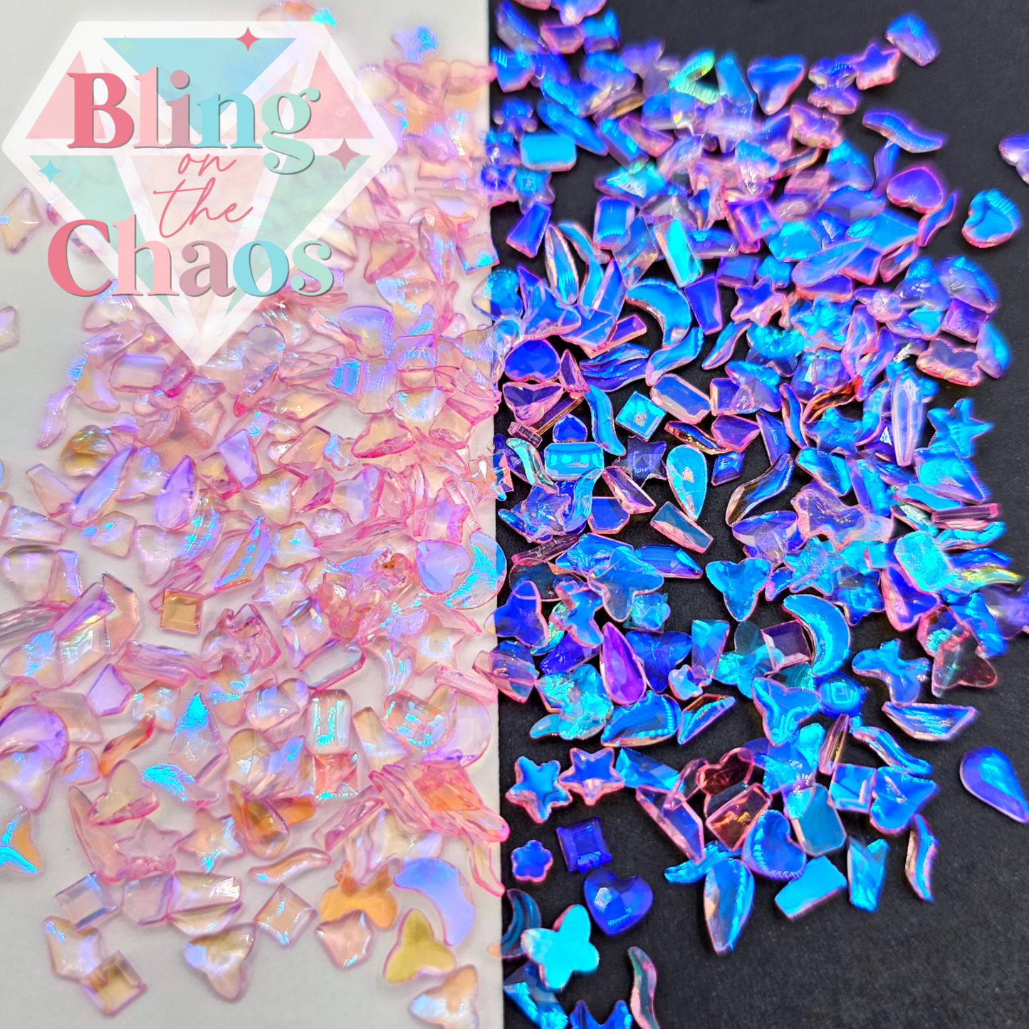 Aurora Rose Transparent Resin Assorted Shapes-Bling on the Chaos