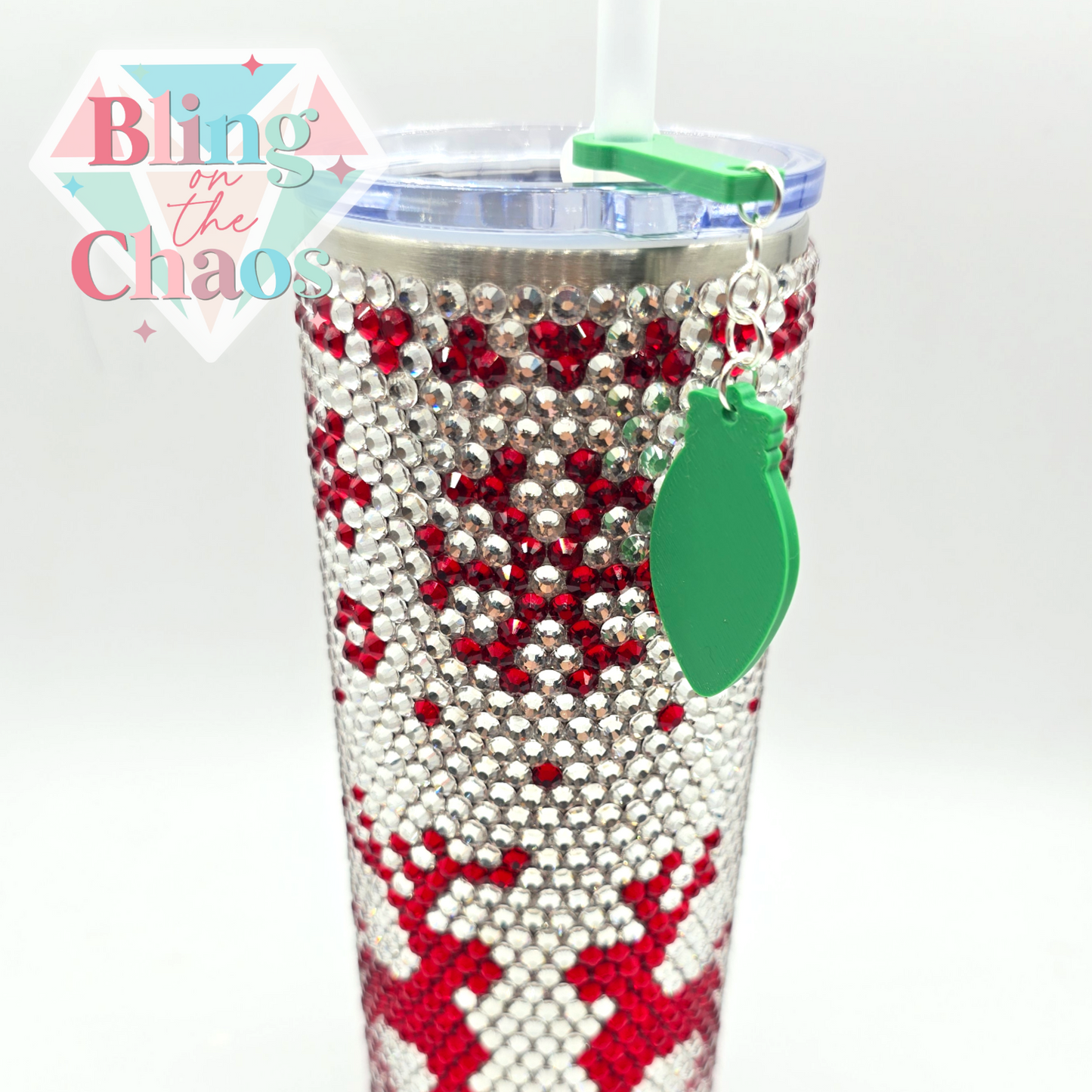 Holiday Green Bulb Straw Swinger