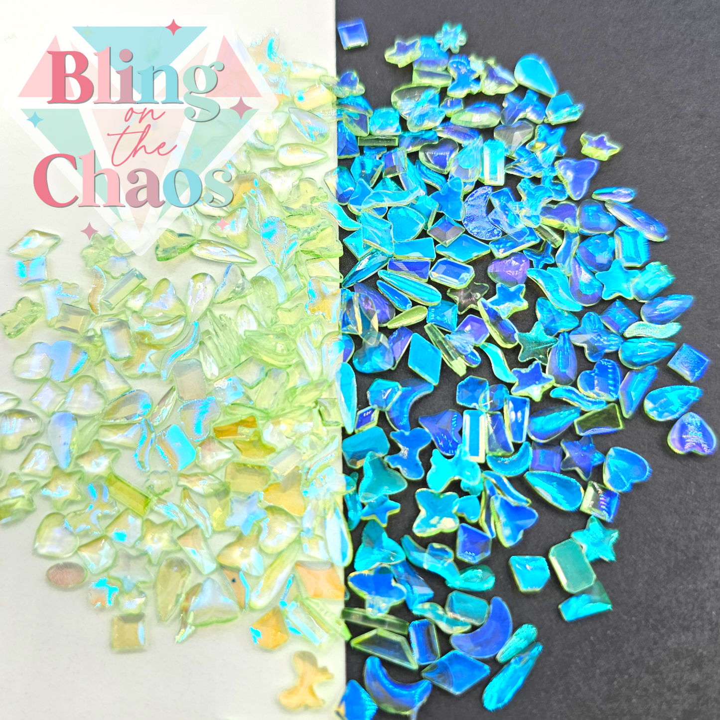 Aurora Peridot Transparent Resin Assorted Shapes-Bling on the Chaos