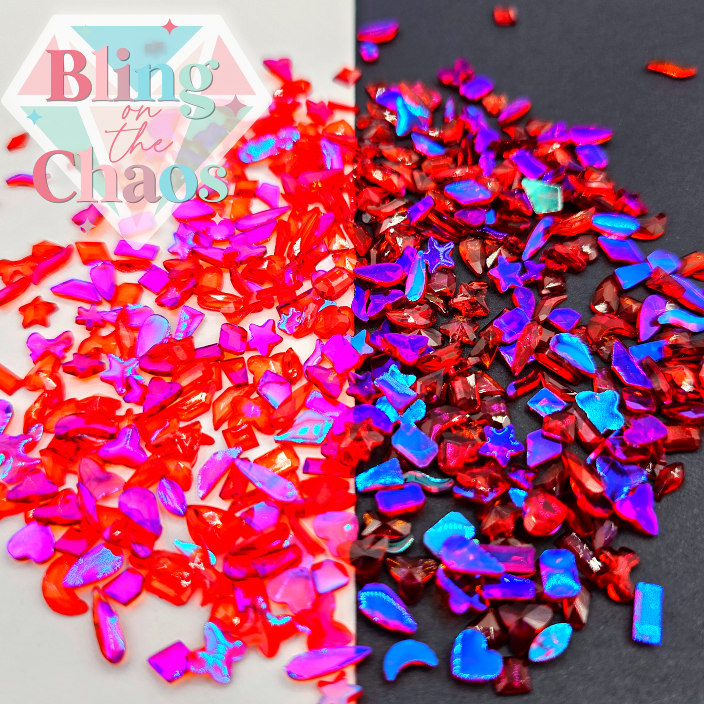 Aurora Light Siam Transparent Resin Assorted Shapes-Bling on the Chaos