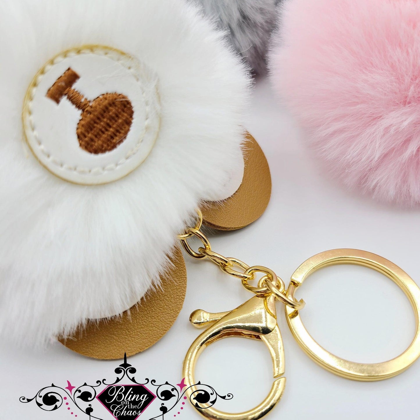 Teddy Bear Pom Pom 3" Keychain-Bling on the Chaos