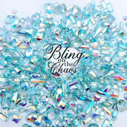 Aqua AB Transparent Resin Assorted Shapes-Bling on the Chaos