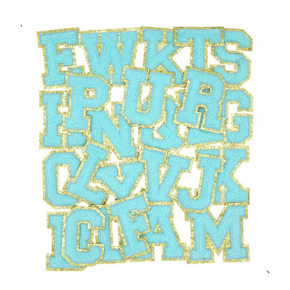 Aqua Chenille Varsity Letter-Bling on the Chaos