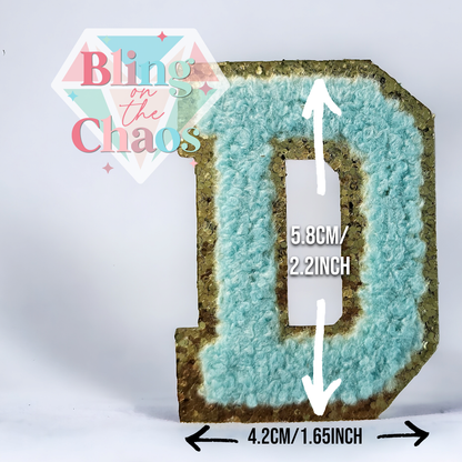 Aqua Chenille Varsity Letter-Bling on the Chaos