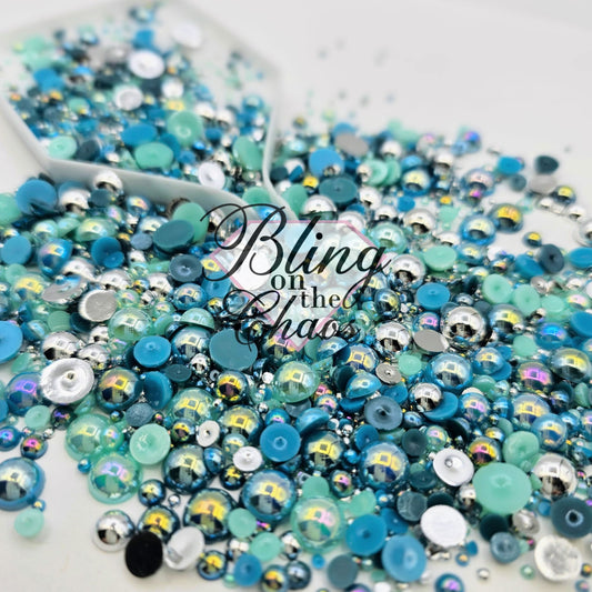 Blue Lagoon Pearl Mix-Glass Rhinestones-Bling on the Chaos