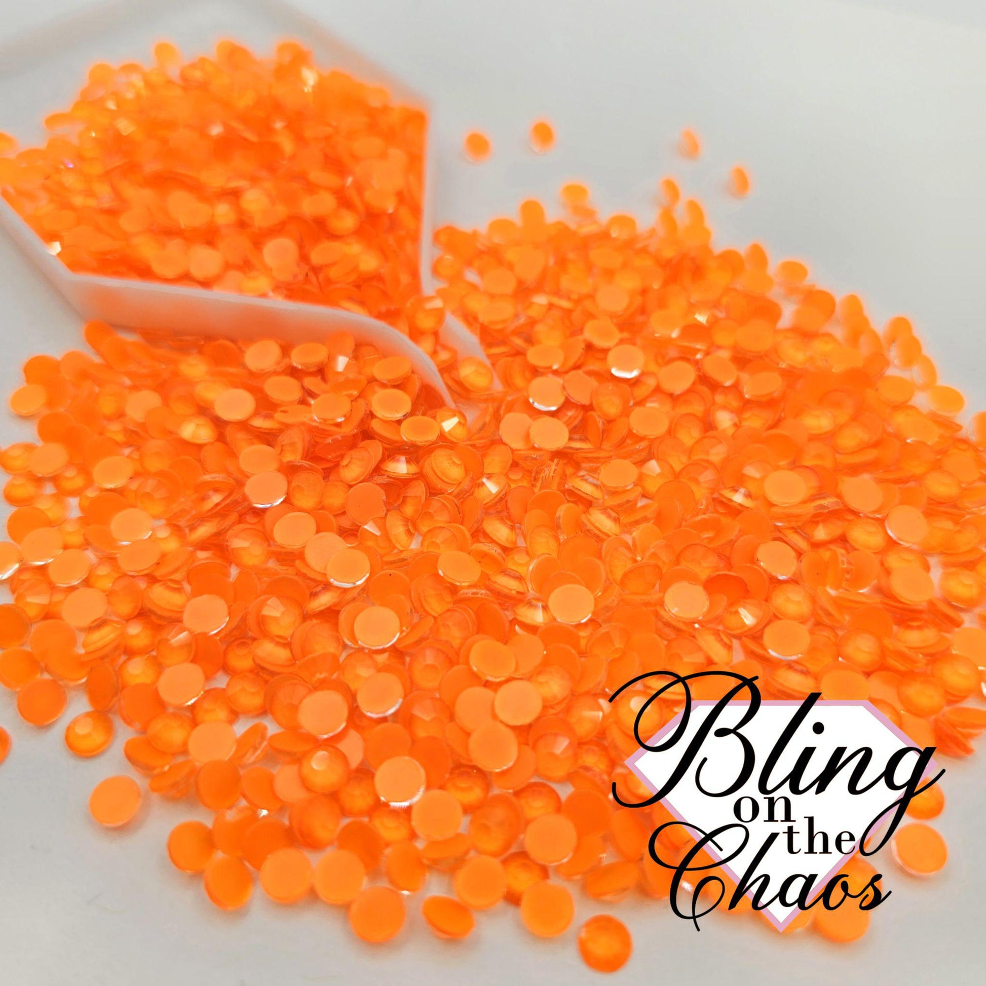 Frosted Bright Orange Rhinestone-Glass Rhinestones-Bling on the Chaos