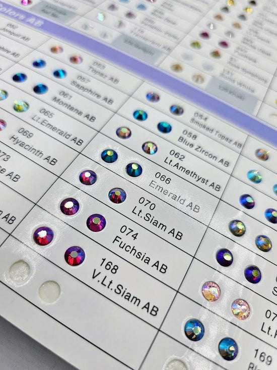 Glass Rhinestone Colour Chart Bling on the Chaos