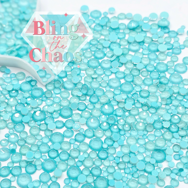 Glow Light Aqua/Frosted Breakfast Blue Specialty Glass Mix-Glass Rhinestones-Bling on the Chaos