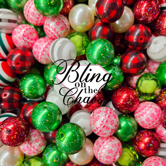 Happy Holidays Bubblegum 20mm-Bling on the Chaos