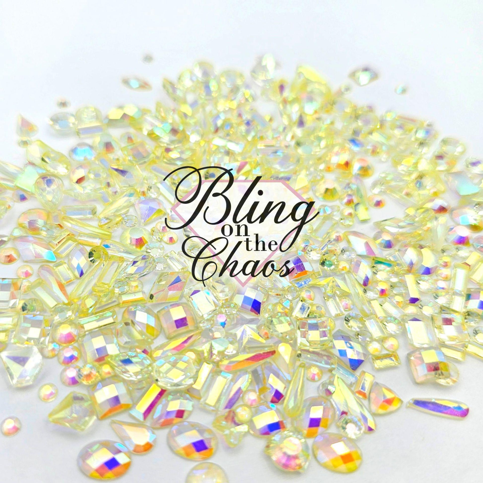Lemon Drop AB Transparent Resin Assorted Shapes-Bling on the Chaos