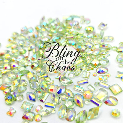 Light Peridot AB Transparent Resin Assorted Shapes-Bling on the Chaos