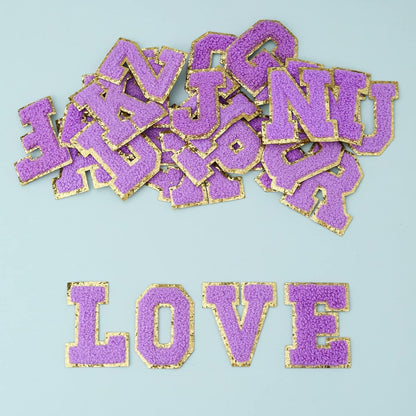 Lilac Chenille Varsity Letter-Bling on the Chaos