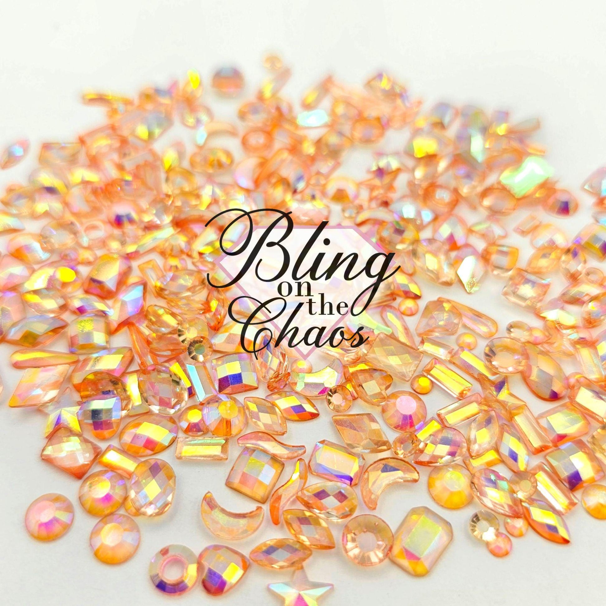 Peach AB Transparent Resin Assorted Shapes-Bling on the Chaos