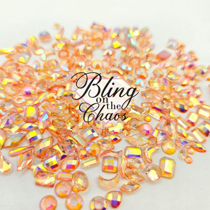 Peach AB Transparent Resin Assorted Shapes-Bling on the Chaos