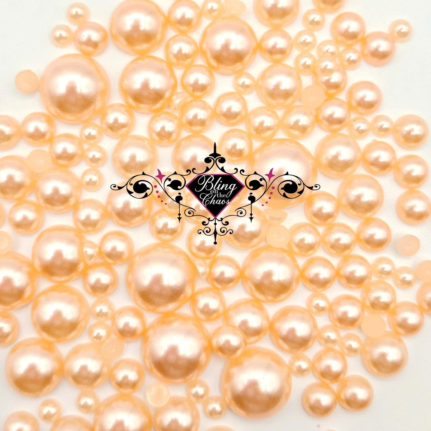 Peach Schnapps Flat-back Pearls-Flat-Back Pearl-Bling on the Chaos