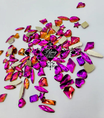 Purple Red Flame Assorted Shapes-Bling on the Chaos