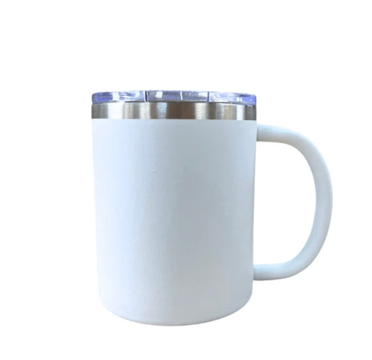 Powder Coated White Morning Mug 12oz Tumbler