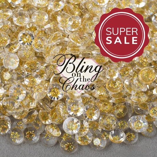 Starry Glitter Gold/Orange Resin Rhinestone-Jelly Resin Rhinestones-Bling on the Chaos