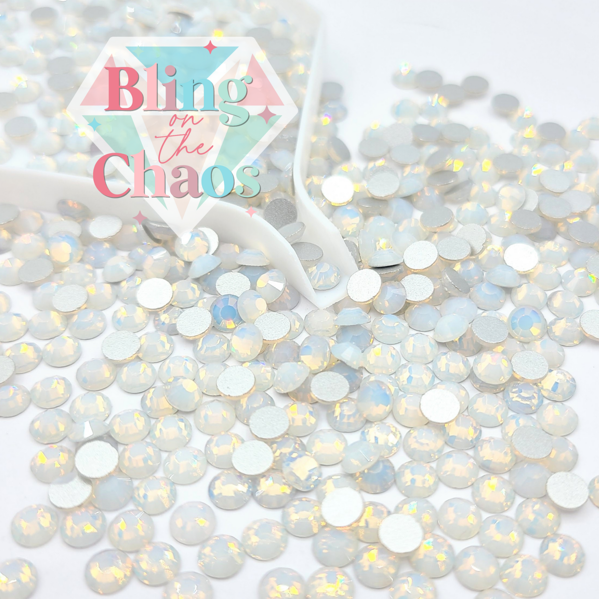 White Opal Rhinestone-Glass Rhinestones-Bling on the Chaos