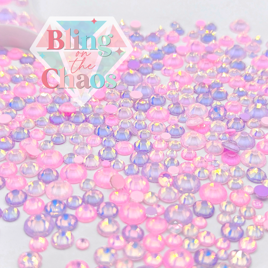 Pink Moonstone Specialty Glass Mix-Glass Rhinestones-Bling on the Chaos