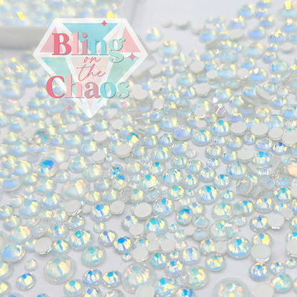 White Mocha Opal Specialty Glass Mix-Glass Rhinestones-Bling on the Chaos