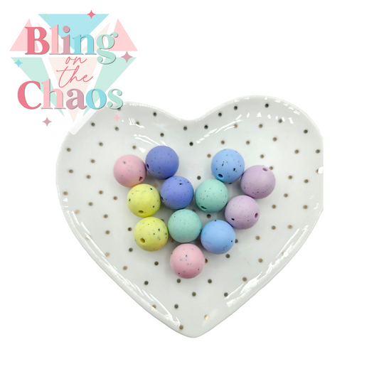 Pastel Speckle 15mm Silicone Bead
