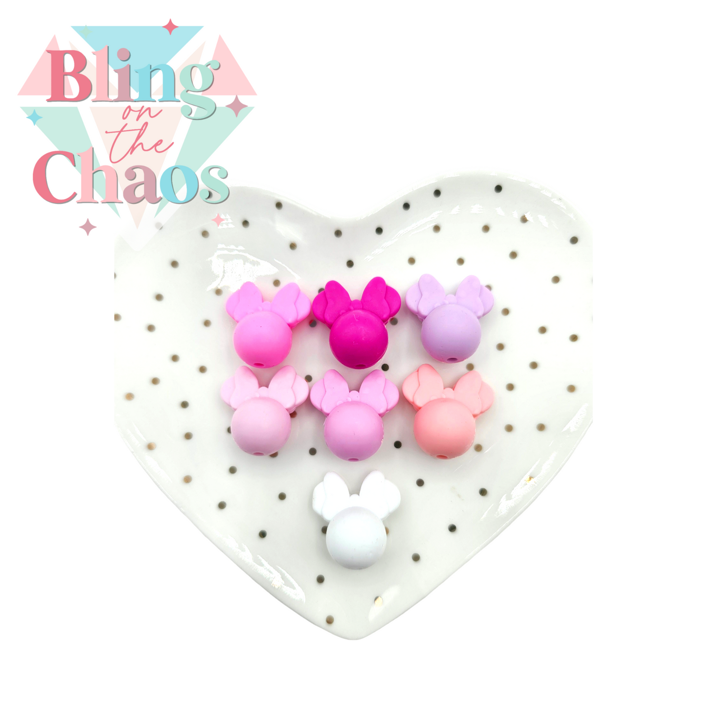 Mini Mouse Head With Bow Silicone Bead