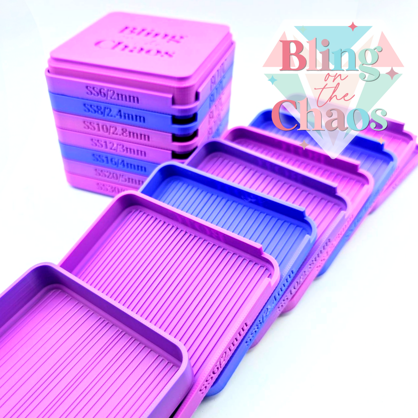 BOTC Fuchia Ombre Stacking Rhinestone Flipping Trays