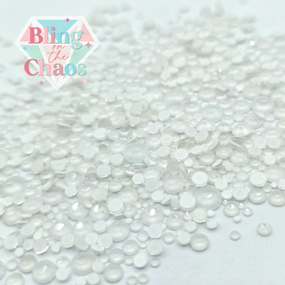 White Neon Glow Specialty Glass Mix-Glass Rhinestones-Bling on the Chaos