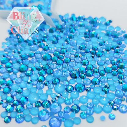 Once In A Blue Moon Specialty Glass Mix-Glass Rhinestones-Bling on the Chaos