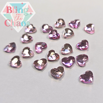 Light Rose Variegated Heart Rhinestones