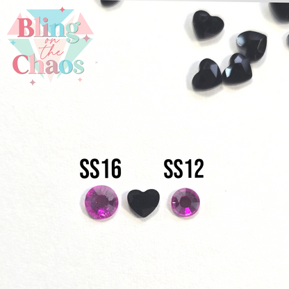 Mini Black Rhinestone Hearts