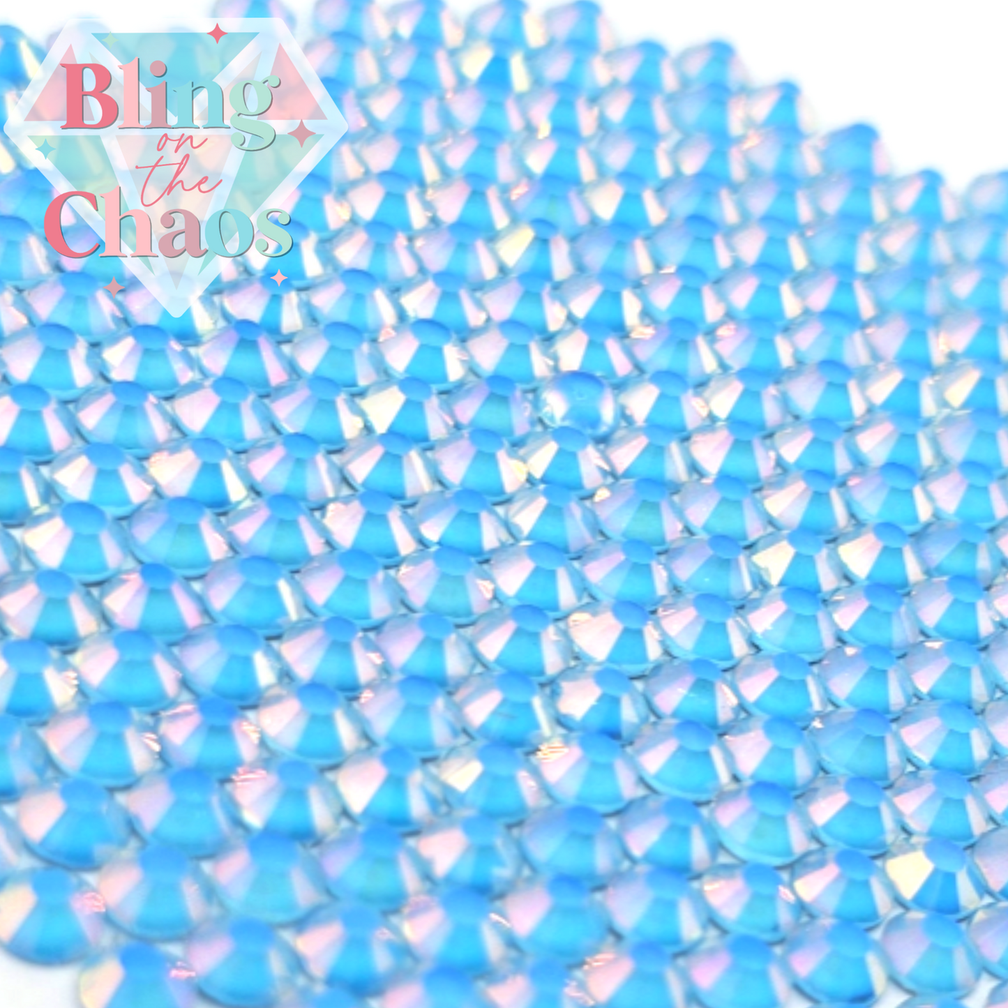 Enchanted Mocha Light Blue Rhinestone