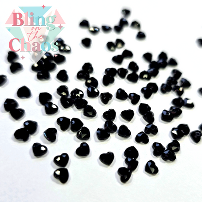 Mini Black Rhinestone Hearts