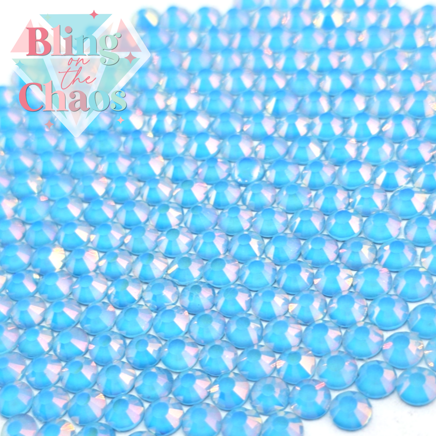 Enchanted Mocha Light Blue Rhinestone