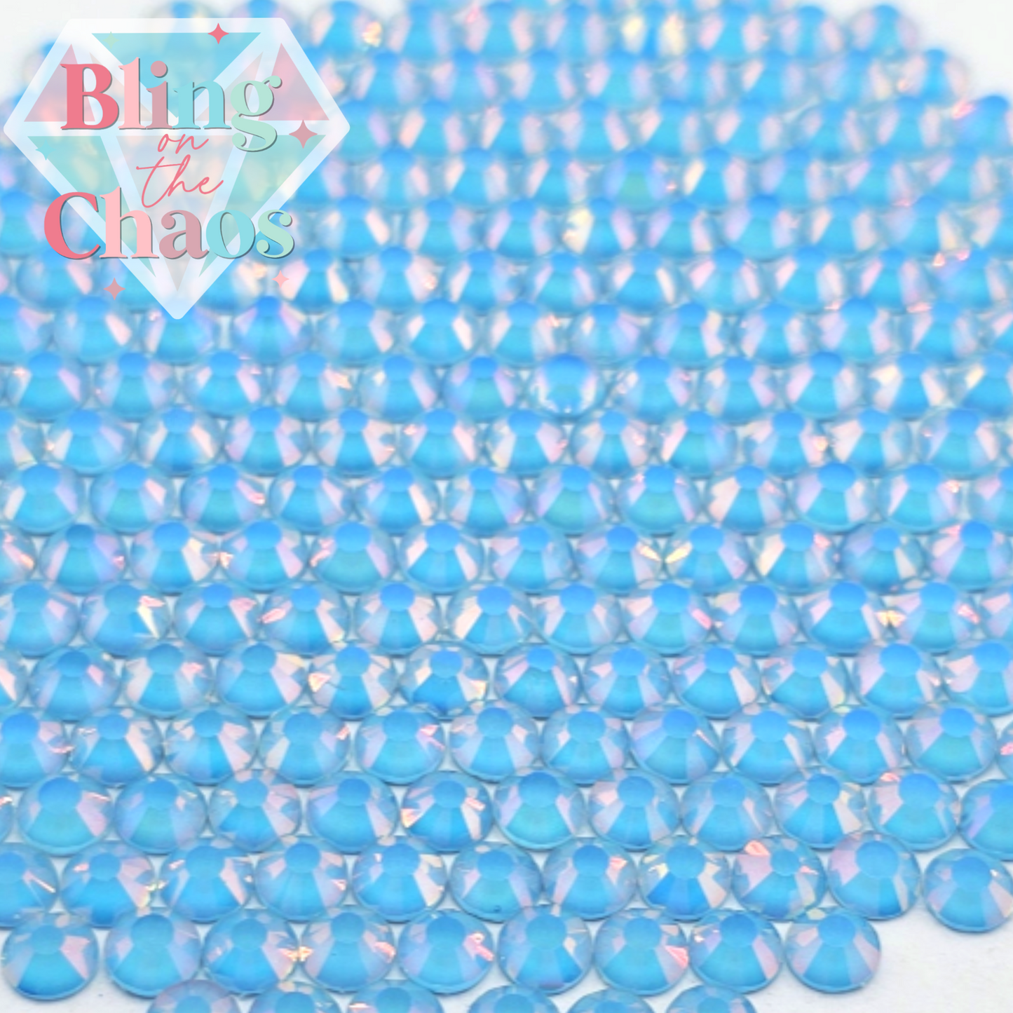 Enchanted Mocha Light Blue Rhinestone