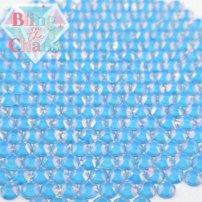 Enchanted Mocha Light Blue Rhinestone