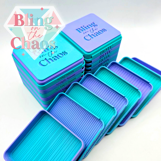 BOTC Deep Purple Aqua Ombre Stacking Rhinestone Flipping Trays