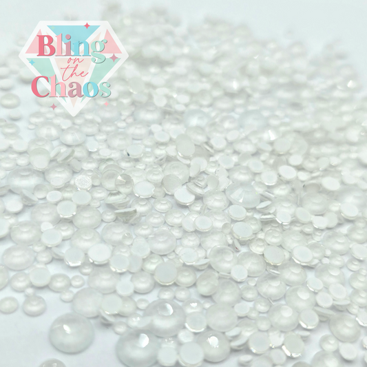 White Neon Glow Specialty Glass Mix-Glass Rhinestones-Bling on the Chaos