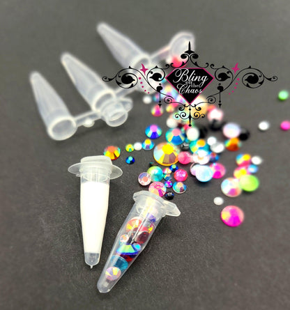 Centrifuge Tubes for Rhinestones or Adhesive-Bling on the Chaos