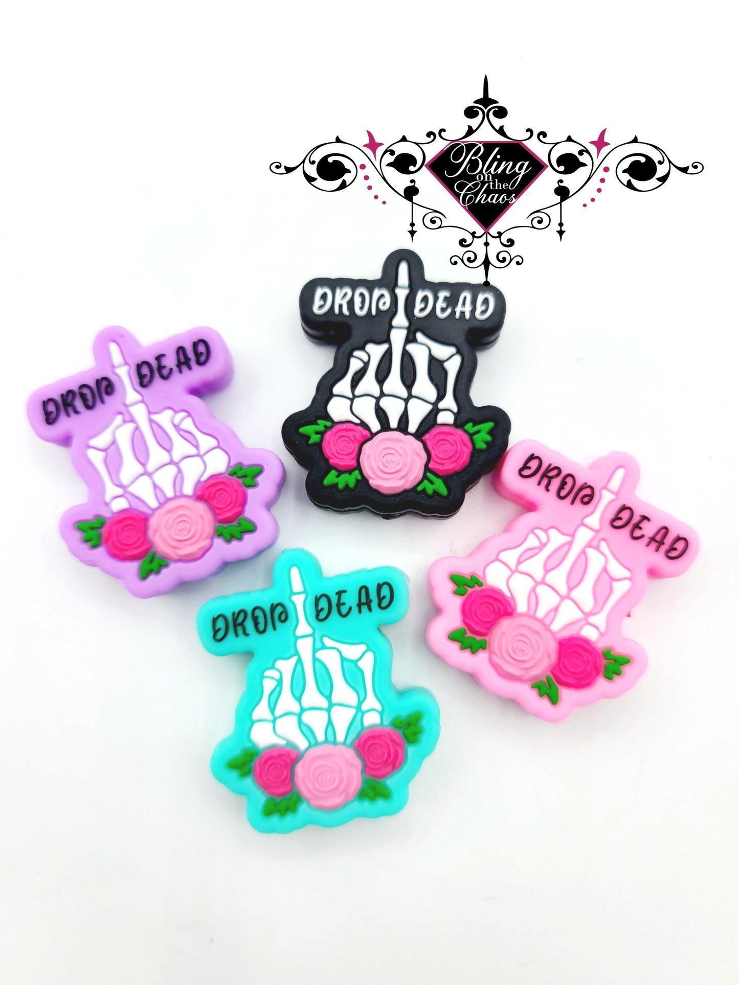 Drop Dead Skeleton Hand Silicone Bead-Bling on the Chaos